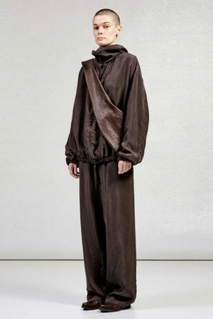 Gabriela Coll Garments NO.216 Double Hooded Zipper Jacket Brown