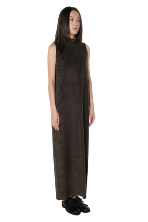 NO.320 Corduroy Zipper Dress Brown