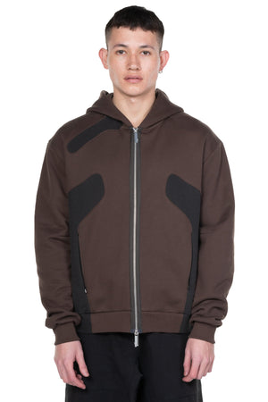 Ochre Side Patchwork Zip-Up Hoodie