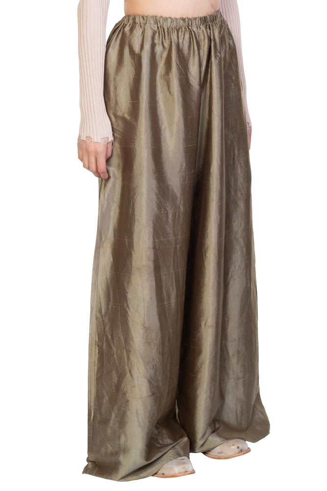 Olive Silk Dyed Trousers