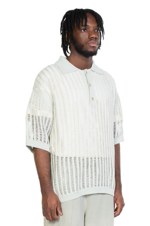 Oversize Knit Polo Pale Green