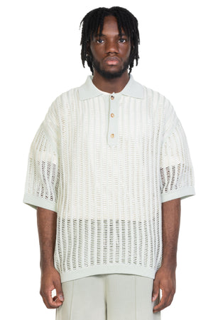 Oversize Knit Polo Pale Green