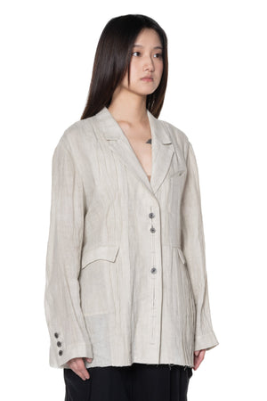 Oversized Pleated Blazer Natural Dyed Beige