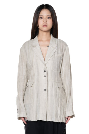 Oversized Pleated Blazer Natural Dyed Beige