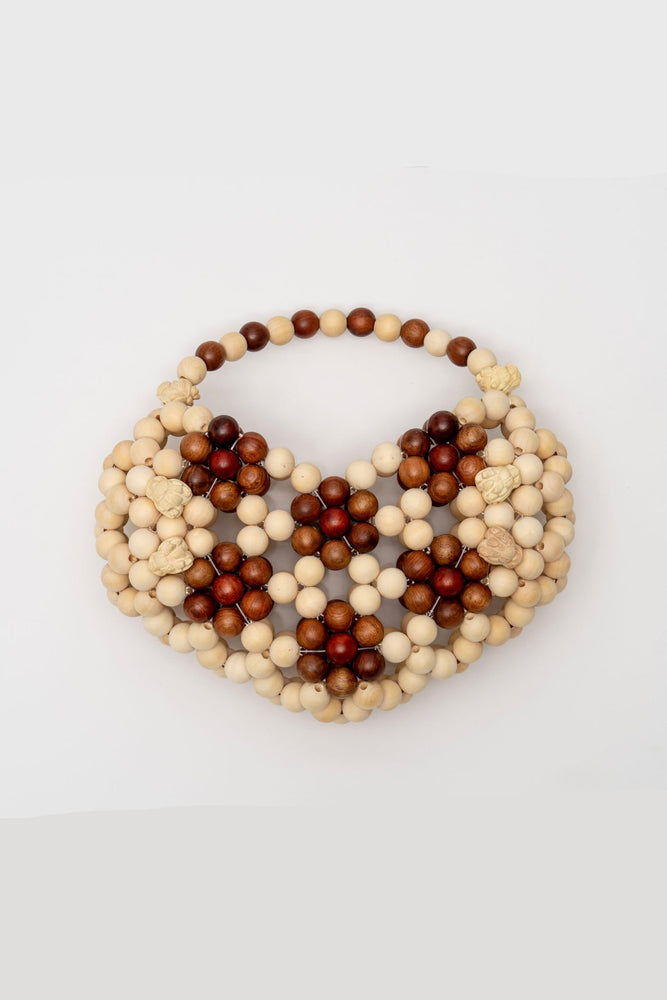 Pearwood Beaded Heart Shaped Bag