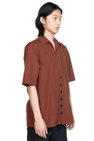 Peng Tai Button Zip Working Shirt Mustang