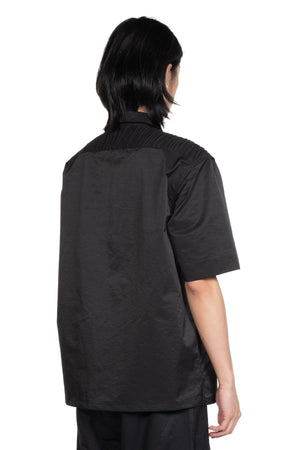 Nylon Linen Button Working Shirt Squid Ink 