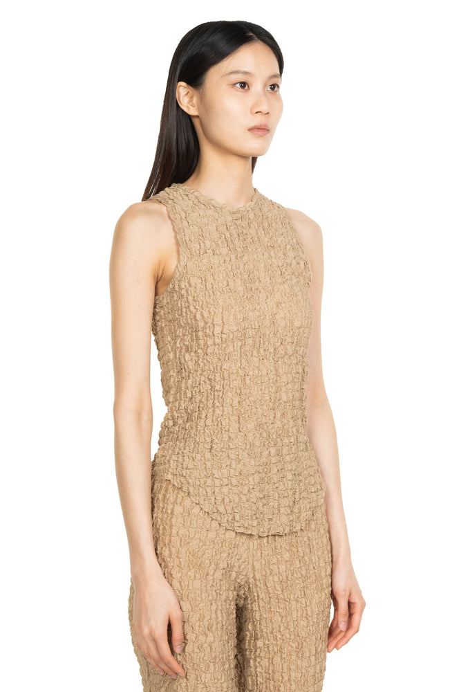 Popcorn Jersey Basic Tank Top Camel