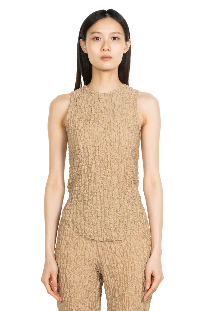 Popcorn Jersey Basic Tank Top Camel