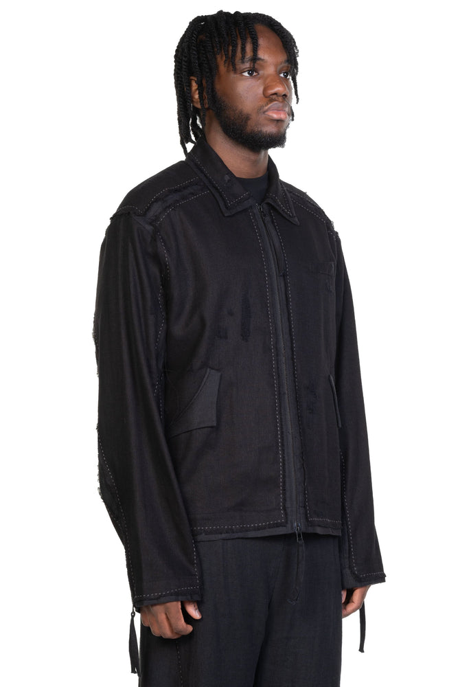 Prick Stitch Layered Jacket Black