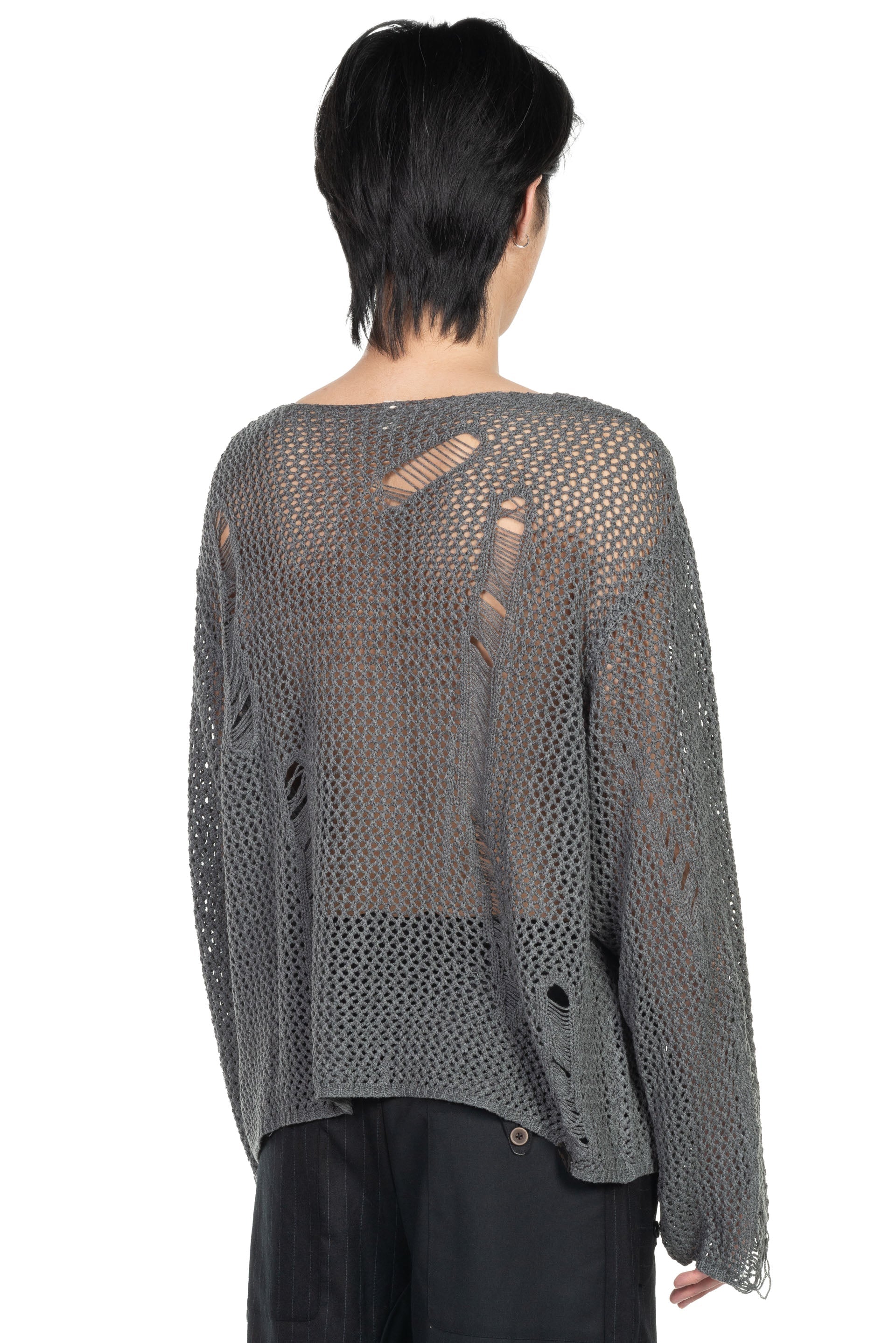 Professor E Destroyed Knit Jumper Grey | UJNG