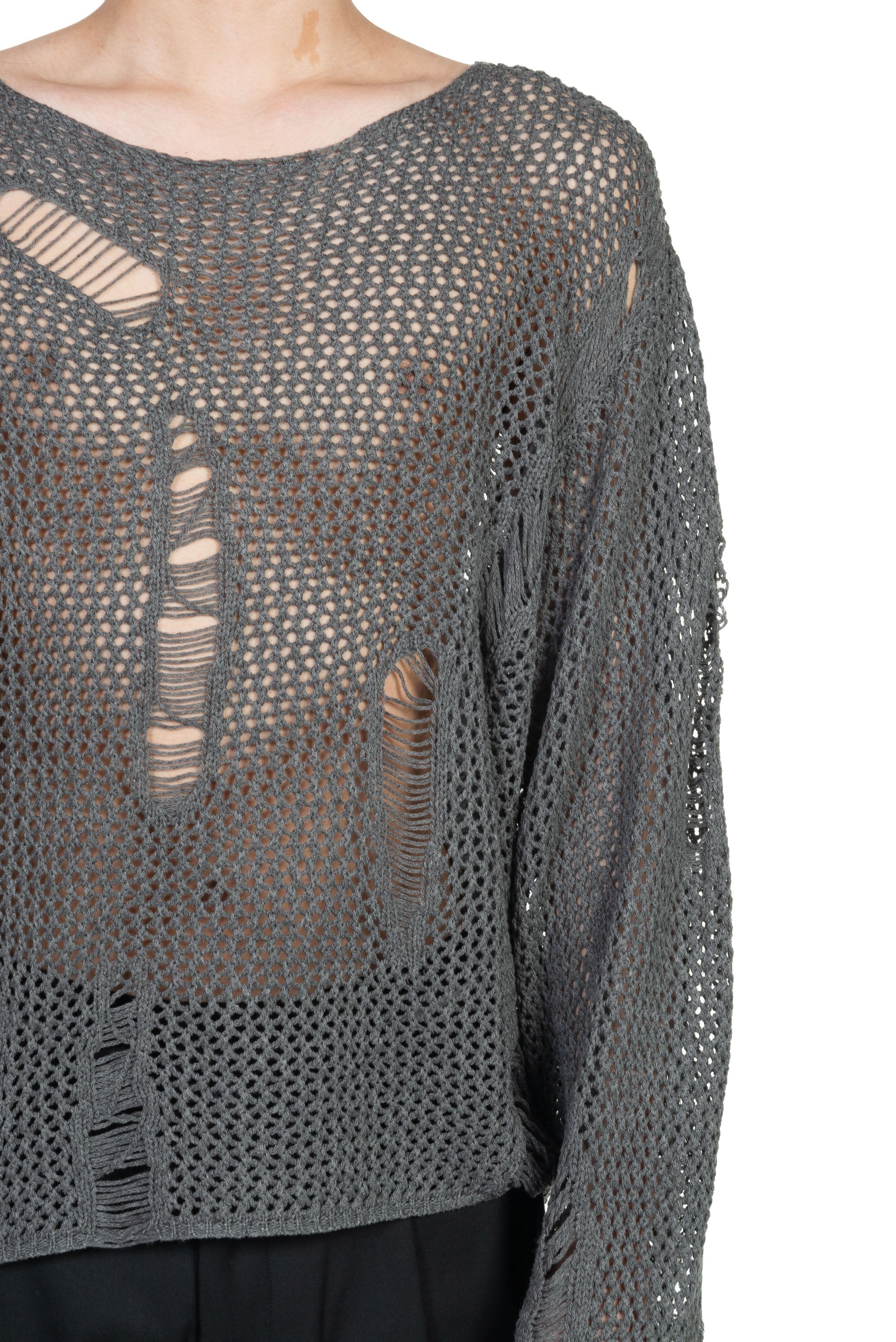 Professor E Destroyed Knit Jumper Grey | UJNG