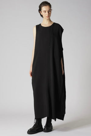 Rayon Cupro Sleeveless Left Slitted Dress