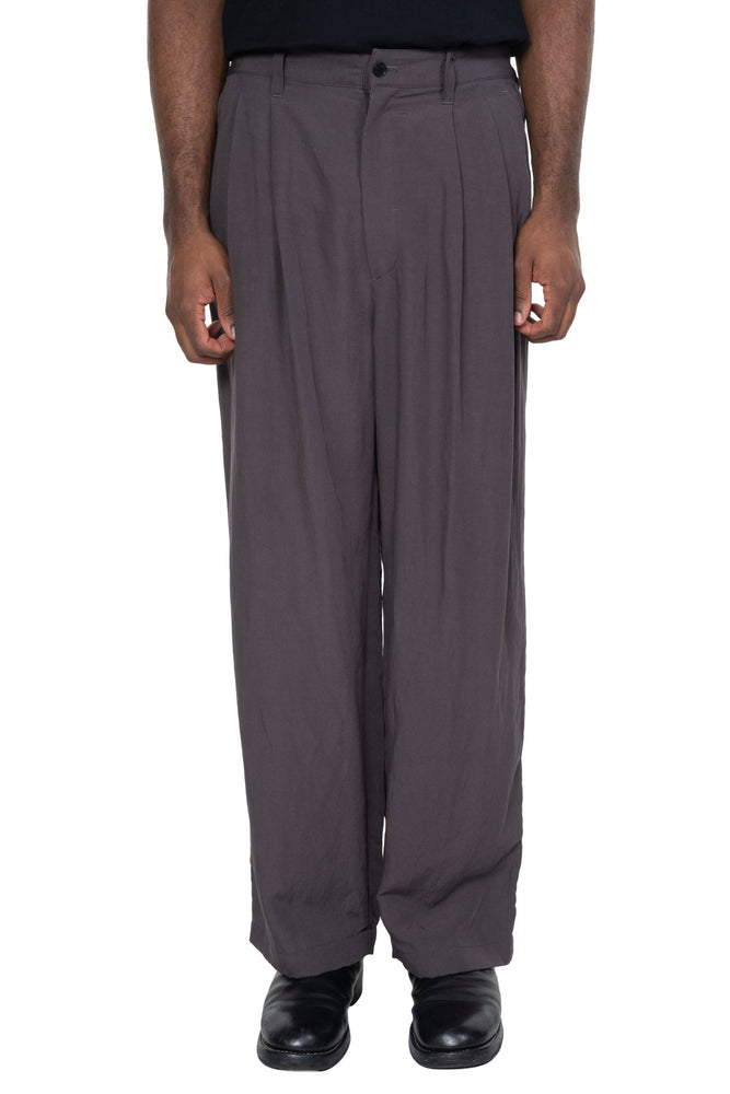 Rayon Linen Wide Easy Trousers Charcoal