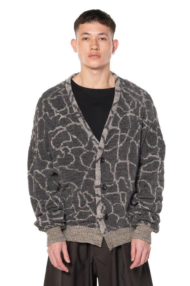 Reversible Paper-Yarn Jacquard Cardigan