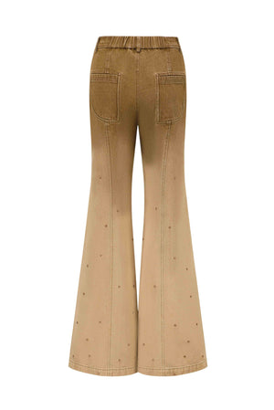 Rivetted Wide-Leg Jeans Olive Green
