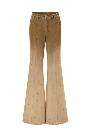 Rivetted Wide-Leg Jeans Olive Green