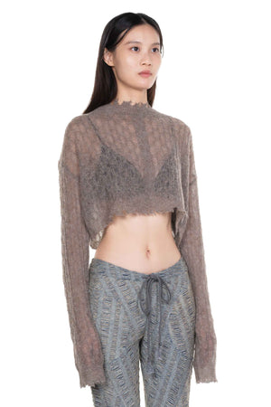 Sheer Wool Sweater Grey Taupe