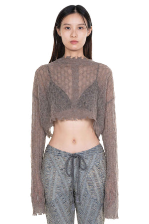 Sheer Wool Sweater Grey Taupe