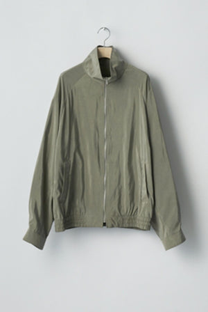 Silk Nylon Zip Up Blouson Taupe