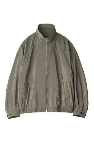 Silk Nylon Zip Up Blouson Taupe