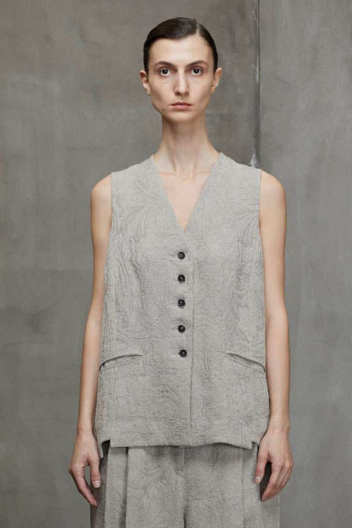 Single Button Jacquard Waistcoat