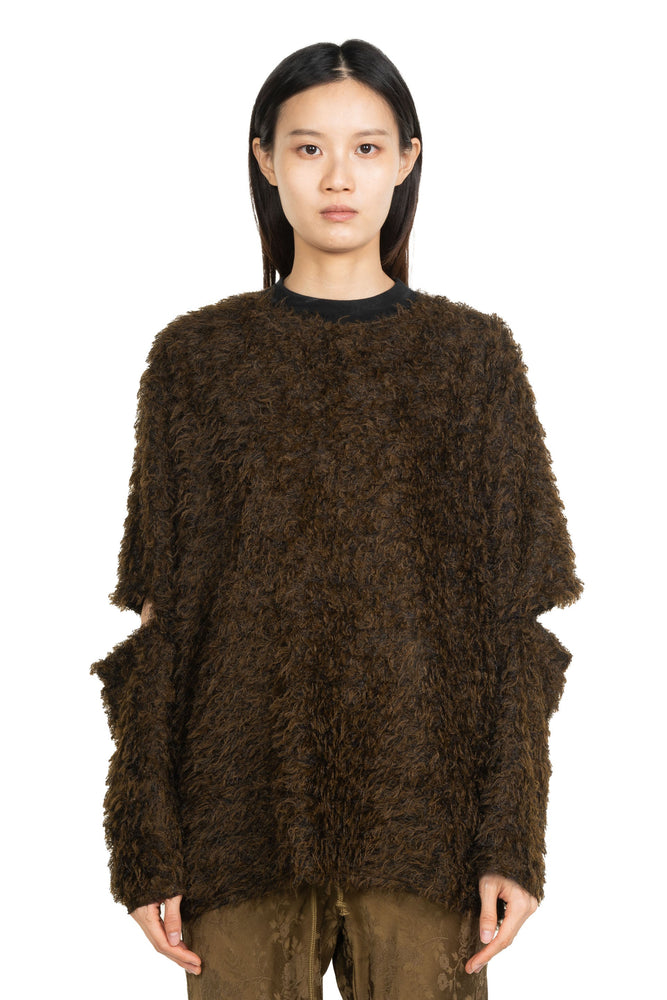 Split Sleeve Pullover Black Brown