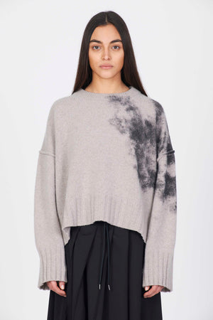 Isabel Benenato Stain Print Crewneck Jumper Taupe