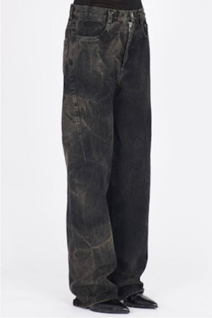 Straight Batik Wash Denim Pants Black