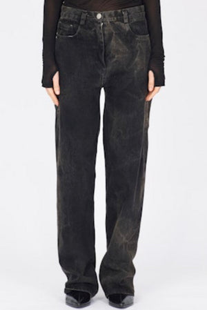 Straight Batik Wash Denim Pants Black