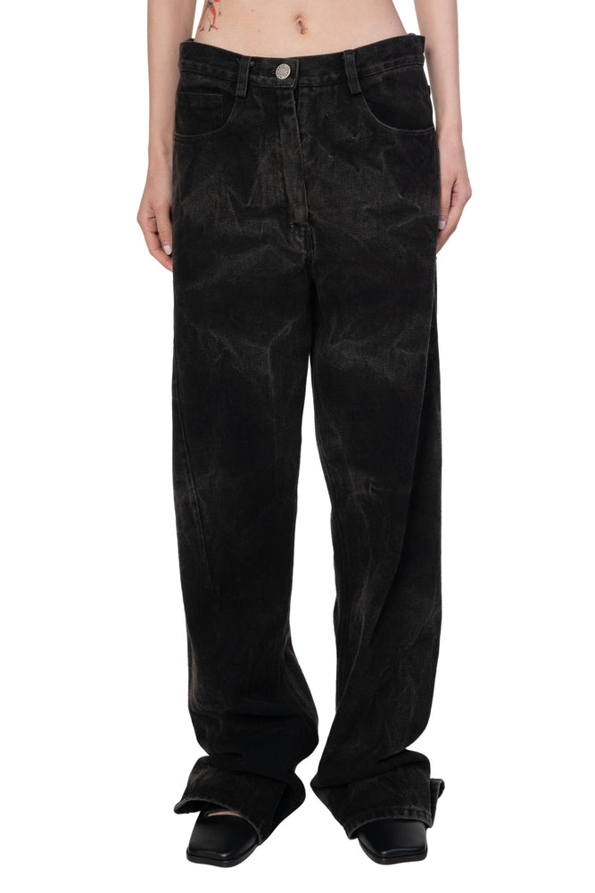 Straight Batik Wash Denim Pants Black