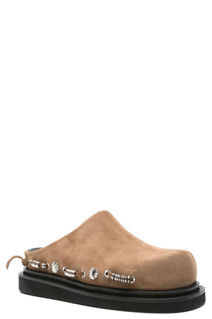 Studded Clogs Taupe Suede