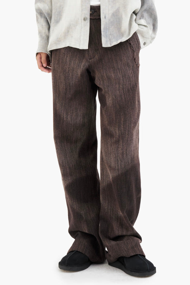 Sun-Bleached Raw Edge Straight Trousers
