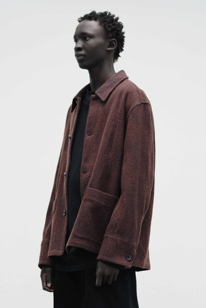 Textured Shirt Jacket Reddish Brown