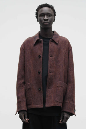 Textured Shirt Jacket Reddish Brown