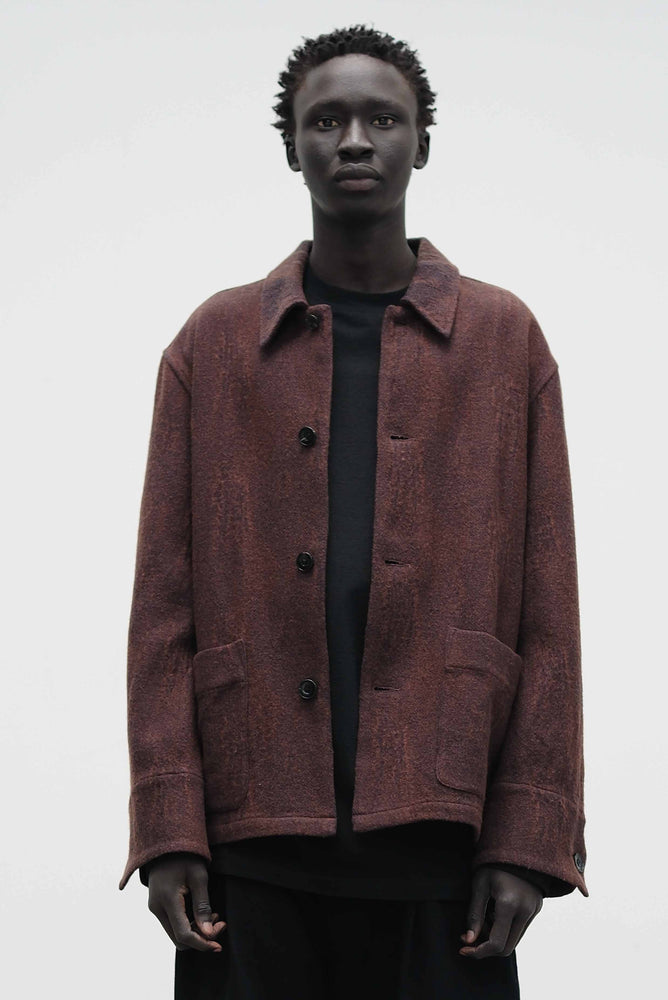 Textured Shirt Jacket Reddish Brown