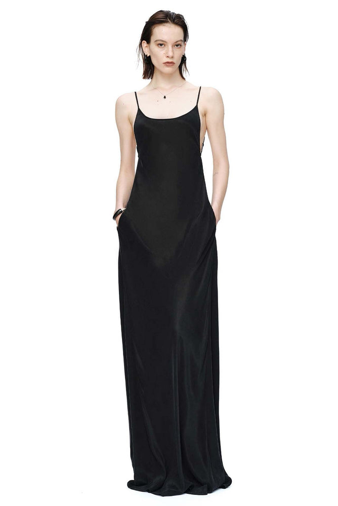 Tie Detailed Slip Dress Black