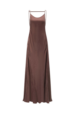 Tie Detailed Slip Dress Plum Brown