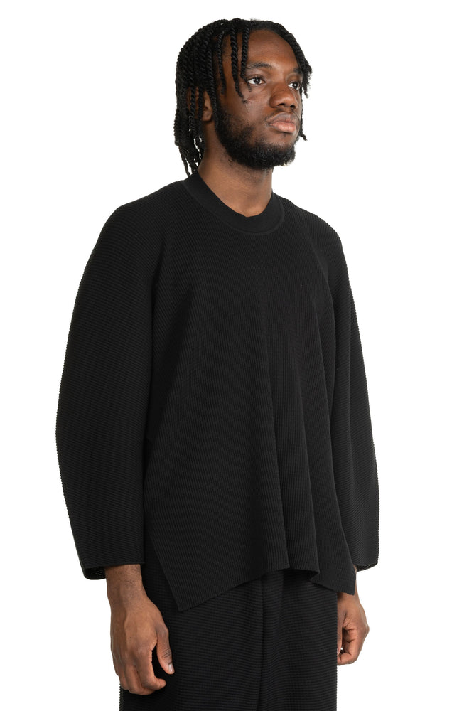 Tight Twist Cotton Knit Top Black