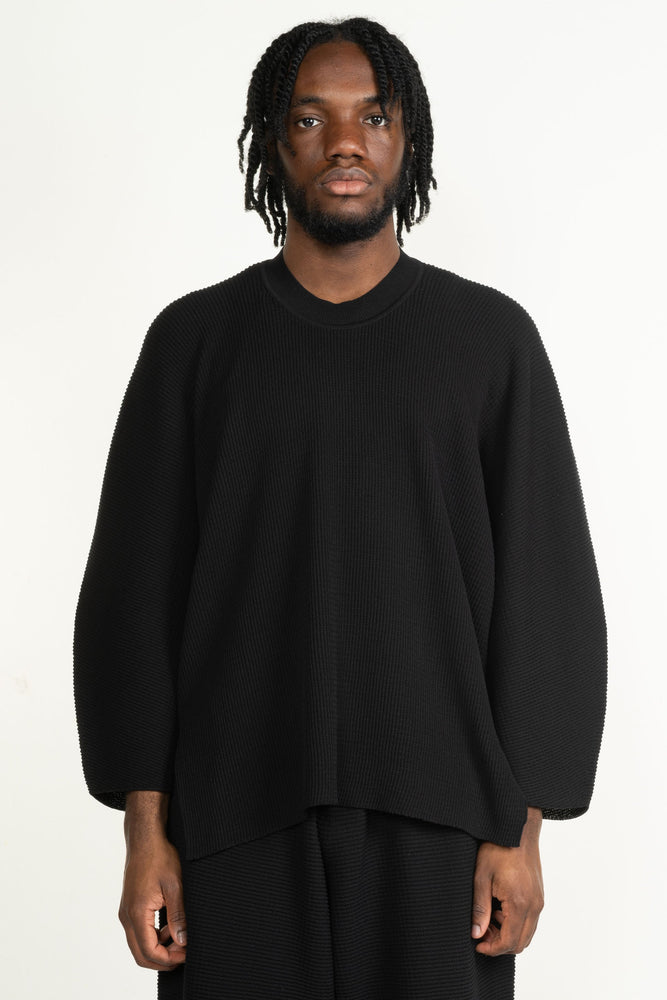 Tight Twist Cotton Knit Top Black