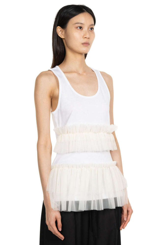 Tutu Hem Tank Top White