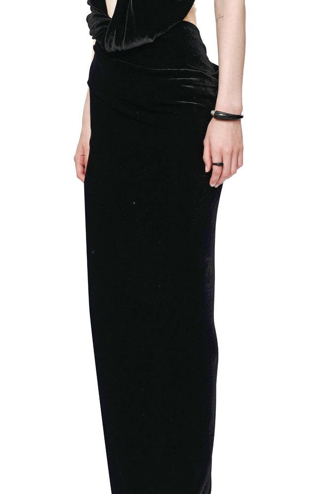 Velvet Draped Skirt Black