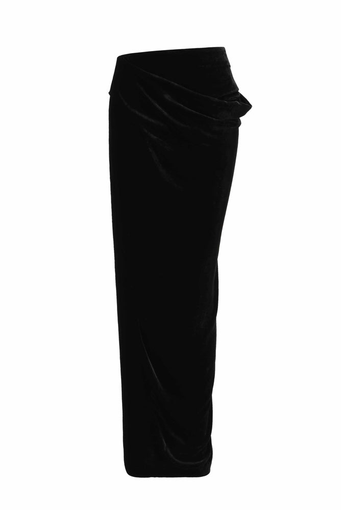 Velvet Draped Skirt Black
