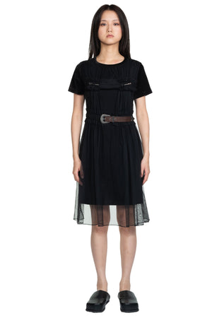 Andersson Bell Vlada mesh Belt Velvet Dress