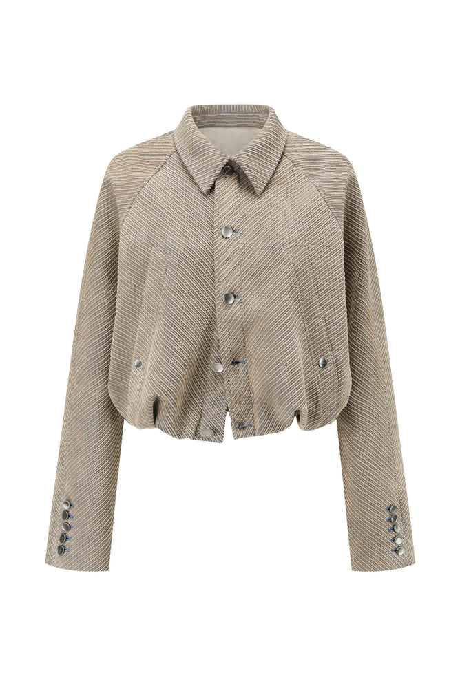 Wale Corduroy Cocoon Cropped Jacket Beige