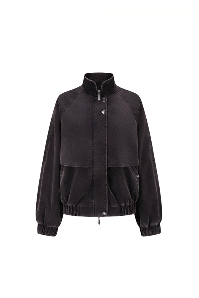 Washed Velvet Structured Jacket Black