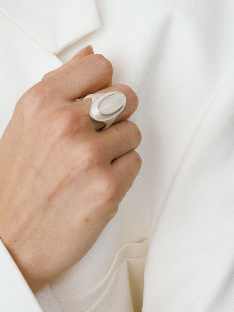 White Crystal Wave Ring