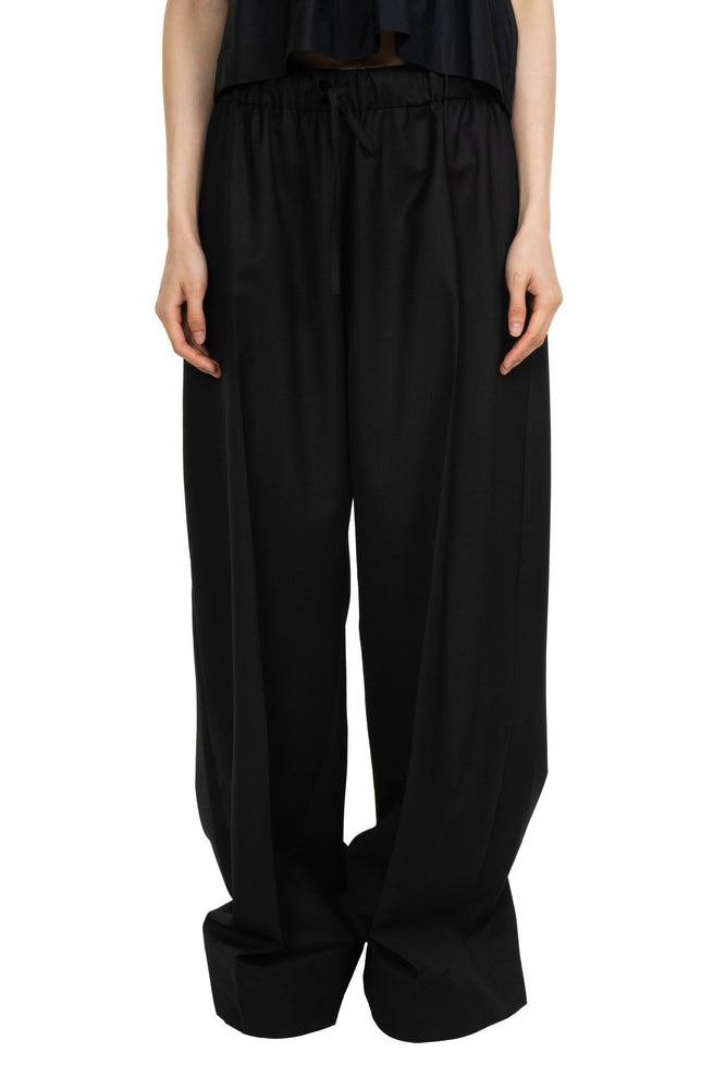 Wide Leg Elasticated Trousers Black