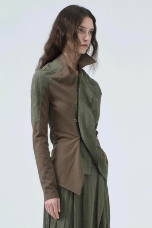 Wool and Linen Shirt Green