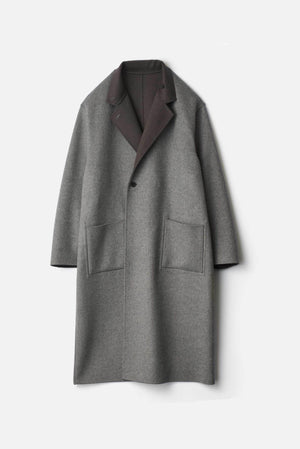 Wool Cashmere Reversible Coat Grey Khaki
